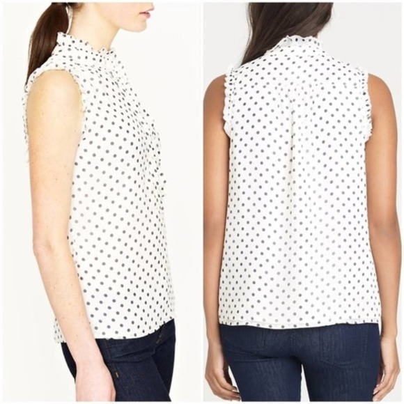 J. Crew Natasha Button Down Blouse in Polka Dot size 2 - Picture 1 of 5